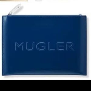 Mugler NWT blue cosmetic bag purse clutch